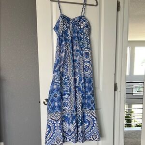 Farm Rio Blue and white  Maxi Dress